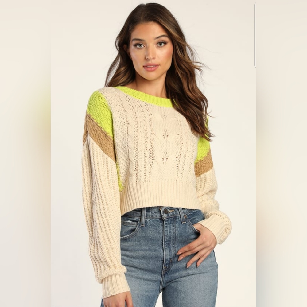 Lulus Cropped Cable Knit Sweater